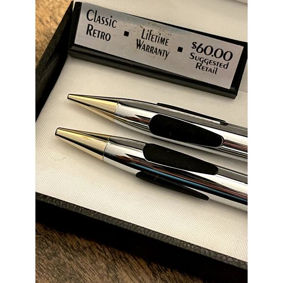 Vintage Pierre Cardin Pen/Pencil Set Classic Retro Chrome Gold - Picture 3 of 8